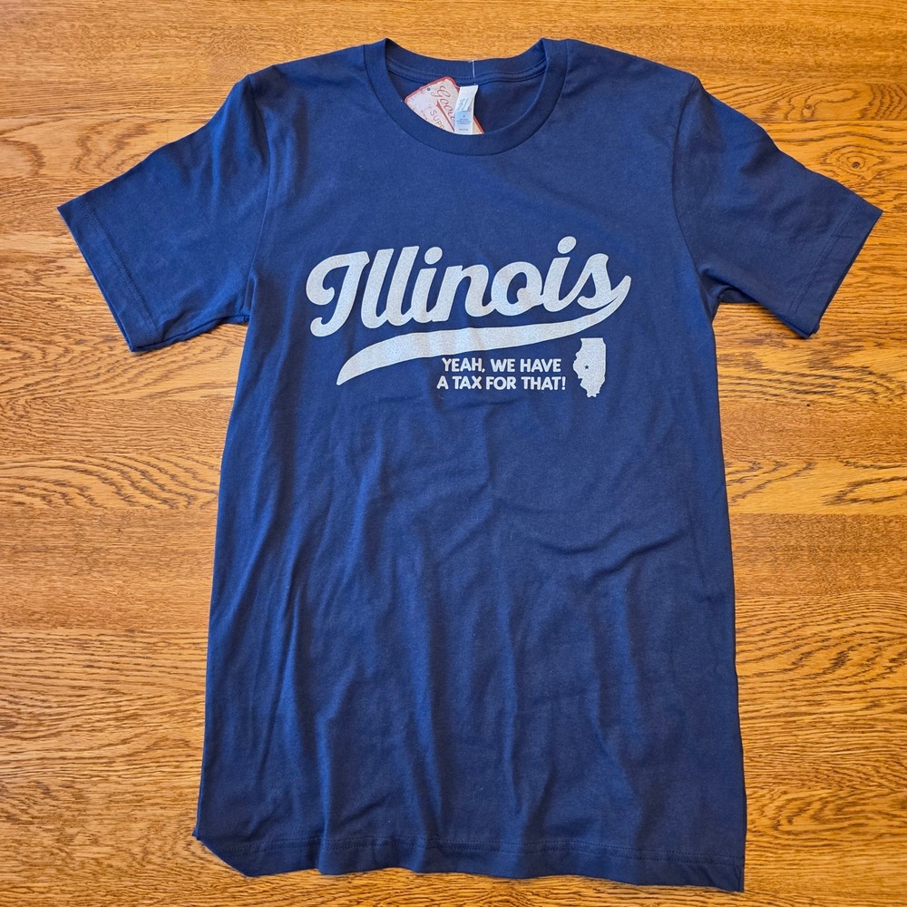NWT Goose Island Illinois Tax For That Navy Blue Graphic T-Shirt Mens Small - Picture 1 of 10